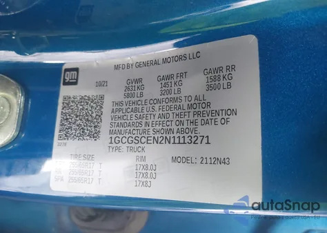 2022 Chevrolet Colorado 2Wd Short Box Lt z USA, uszkodzony, nr VIN 1GCGSCEN2N1113271